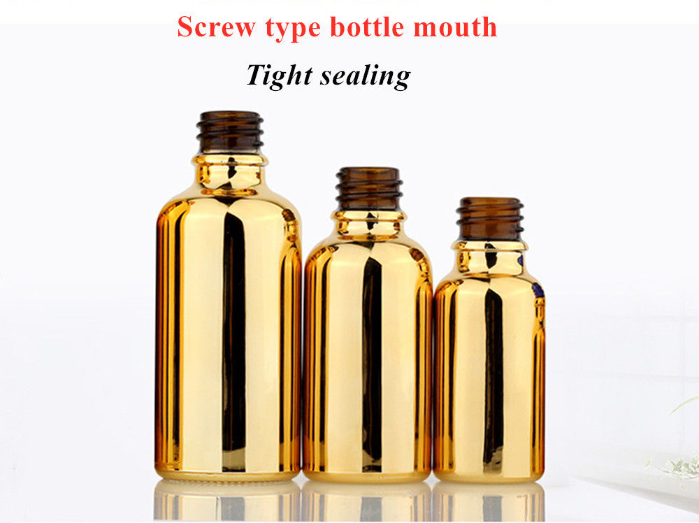 20ml 30ml 50ml Boş Tekrar Kullanılabilir Elektroplating Gold Kozmetik Paket Serum Deri Bakım Fırınları Eteriyel Yağ Cam Damla Şişe