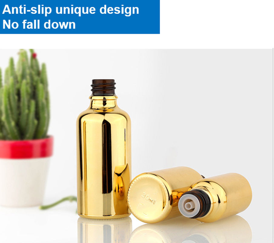 20ml 30ml 50ml Boş Tekrar Kullanılabilir Elektroplating Gold Kozmetik Paket Serum Deri Bakım Fırınları Eteriyel Yağ Cam Damla Şişe
