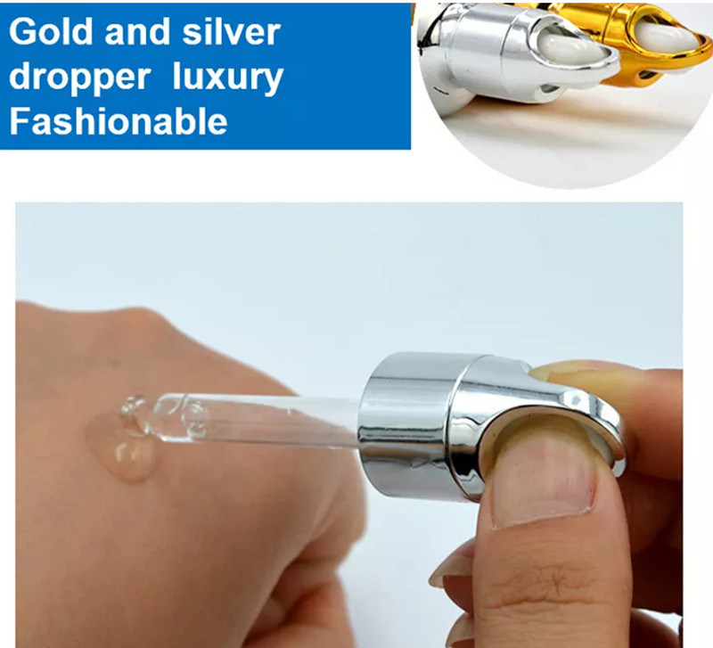 10ml 20ml 30ml 50ml Elektroplat Altın Renk Lüks Kozmetik Paketleme Serm için cam damlatıcı şişeler