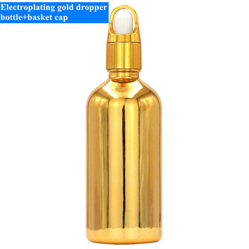 10ml 20ml 30ml 50ml Elektroplastrasyonlu Altın Esansyel Yağ Şişesi Küçük Altın Şişe Kozmetik Cam damlatıcı Şişe