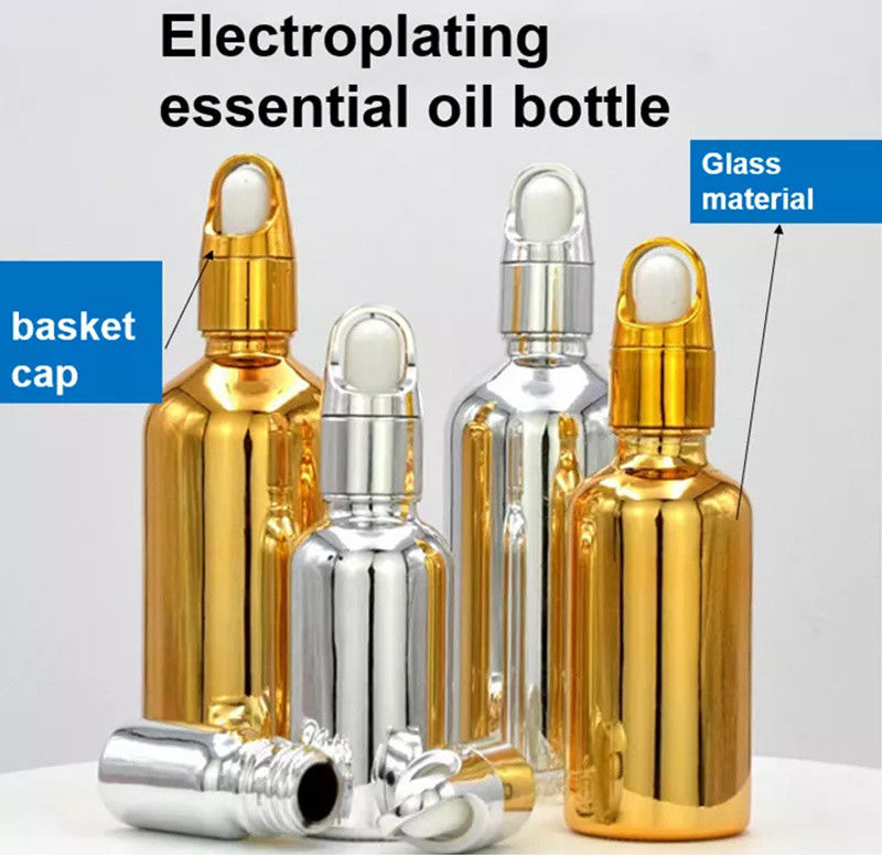 10ml 20ml 30ml 50ml Elektroplastrasyonlu Altın Esansyel Yağ Şişesi Küçük Altın Şişe Kozmetik Cam damlatıcı Şişe