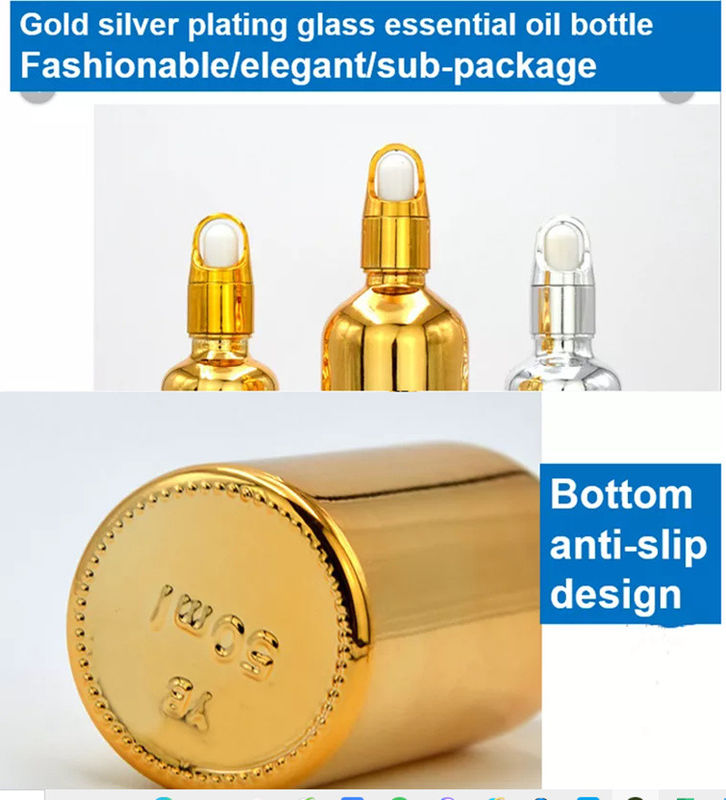 10ml 20ml 30ml 50ml Elektroplastrasyonlu Altın Esansyel Yağ Şişesi Küçük Altın Şişe Kozmetik Cam damlatıcı Şişe