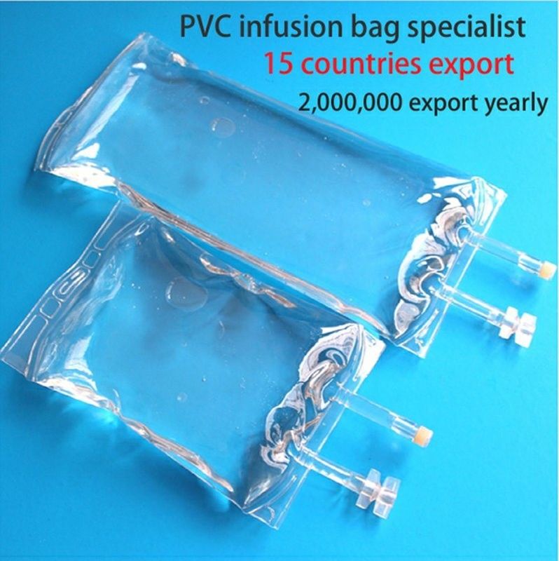 250 Cc 500cc 1000cc 2000ml IV sıvı çözeltisi torbaları Dehp ücretsiz infüzyon torbası Tıbbi Kalite PVC Şeffaf Tek seferlik Em