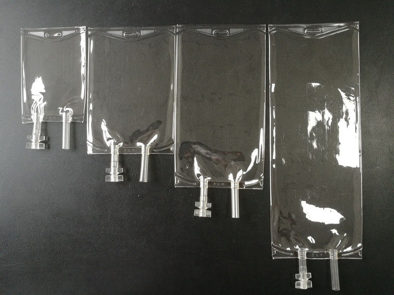 Tıbbi boş PVC infüzyon torbası normal tuzlu sodyum klorür damlatma torbası 100ml 250 Cc 500cc İki portlu IV PVC infüzyon torbası