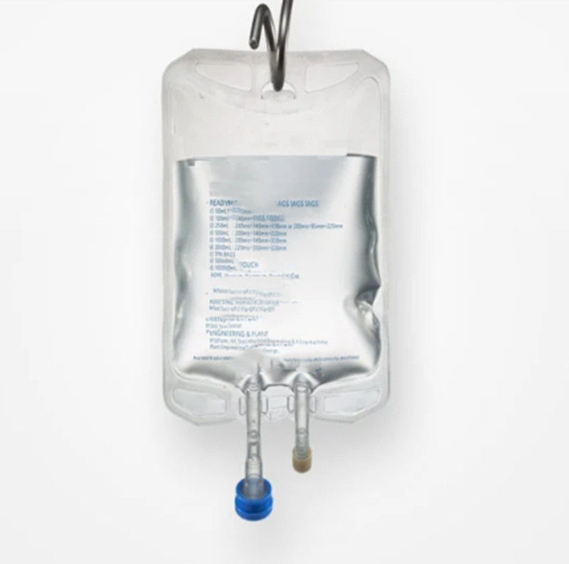 Tıbbi boş PVC infüzyon torbası normal tuzlu sodyum klorür damlatma torbası 100ml 250 Cc 500cc İki portlu IV PVC infüzyon torbası