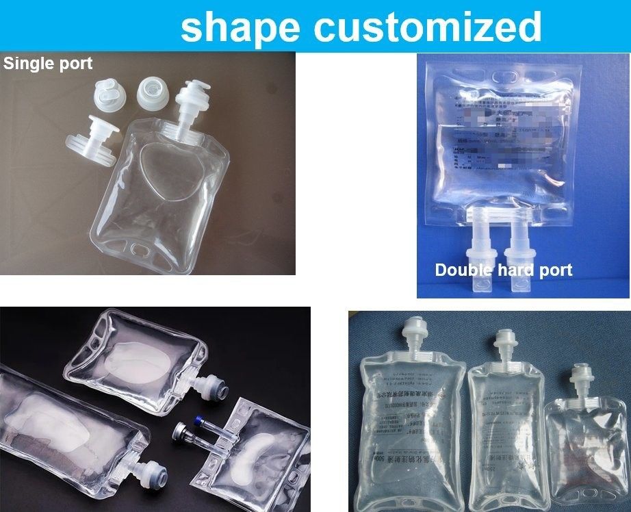 Tıbbi 250 ml 500 ml tıbbi damlatma torbası Steril Normal Saline Tek kullanımlık PVC olmayan Infüzyon Torbası IV sıvı çözeltisi torbası