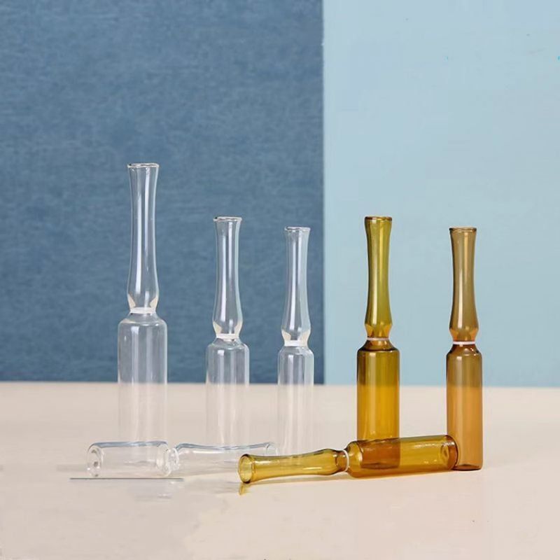 1 ml 2 ml 5 ml ISO Standart Çin Standart Amber Şeffaf USP I Tipi Farmakolojik Enjeksiyon için Cam Ampulet