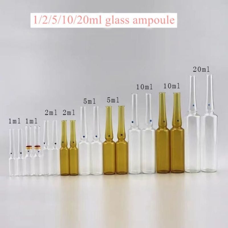 1 ml 2 ml 5 ml ISO Standart Çin Standart Amber Şeffaf USP I Tipi Farmakolojik Enjeksiyon için Cam Ampulet