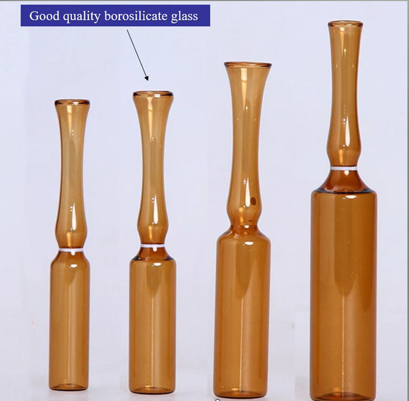5ml 10ml 20ml Renkli Halkalı Kesme Tıbbi Nötr Borosilikat Cam Ampule