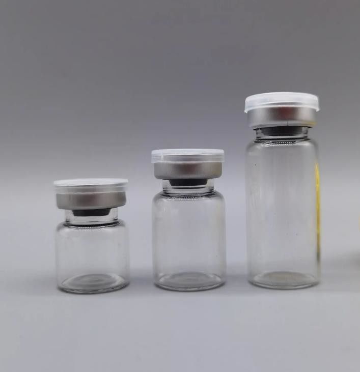 Farmasötik Tıbbi Enjeksiyon Steril Cam Şişeler 5ml 7ml 10ml 20ml tüplü, kauçuk kapağı olan cam şişe
