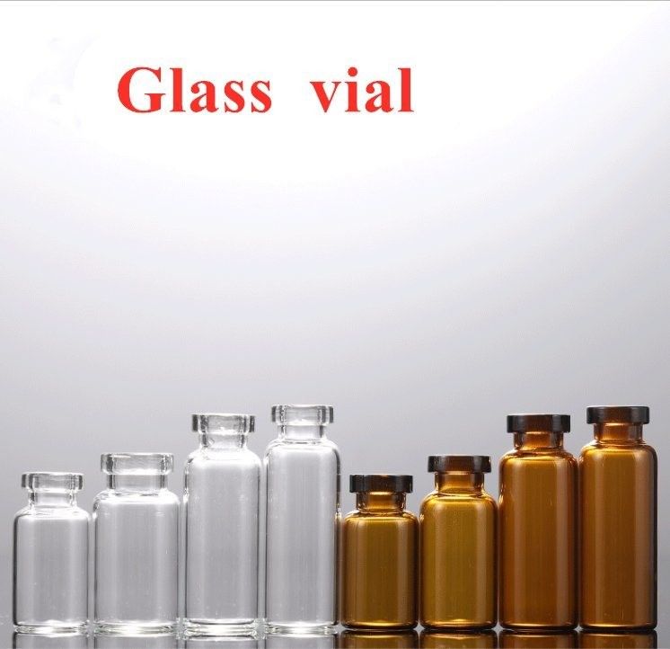5 ml 7 ml 10 ml Açık Amber Medicine Crimp Top Tubular Steril Enjeksiyon şişeleri Lastik kapağı olan cam şişe