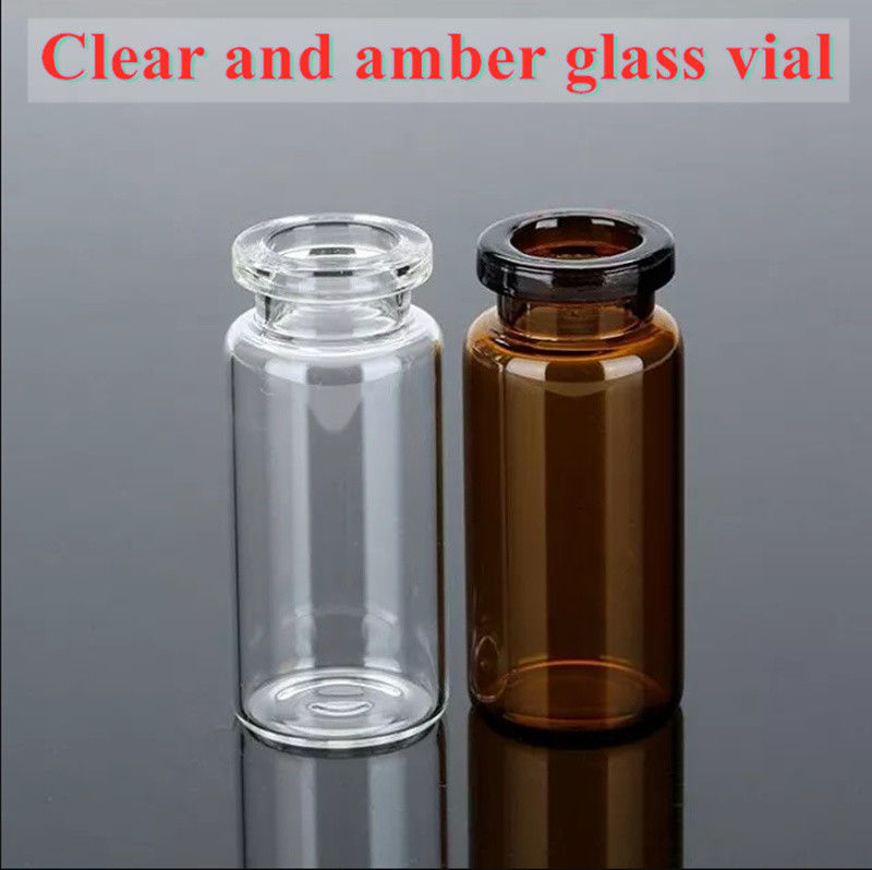 Farmasötik 5ml 10ml Boş Amber Açık Enjeksiyon Tubular tıbbi cam şişe Butyl kauçuk kapağı olan şişe şişe
