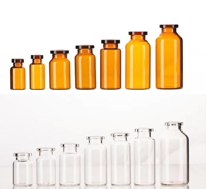 5 ml 10 ml 20 ml Amber Clear Steril Injection Kahverengi Boş Farmasötik Enjeksiyon Cam Şişeleri Butyl Kauçuk Kapaklı