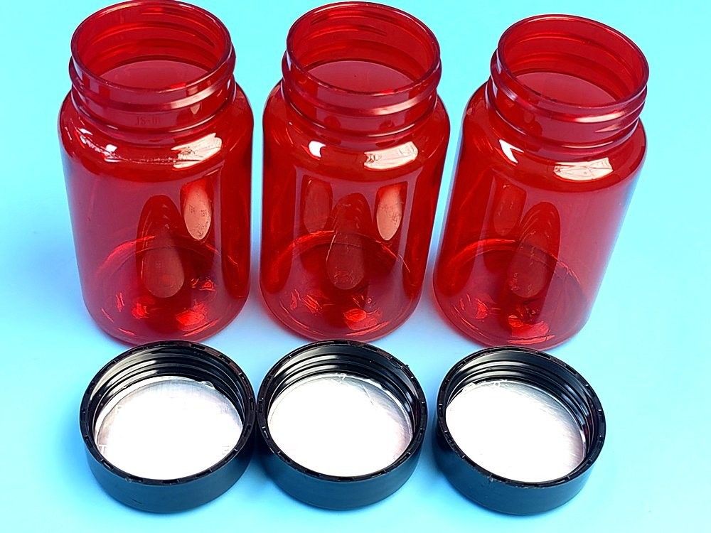 100 ml Pet Red Farmasötik Reçeteli Hap Konteyner Şişesi Beslenme Takviyesi Kapsülü Protein ilaç şişesi