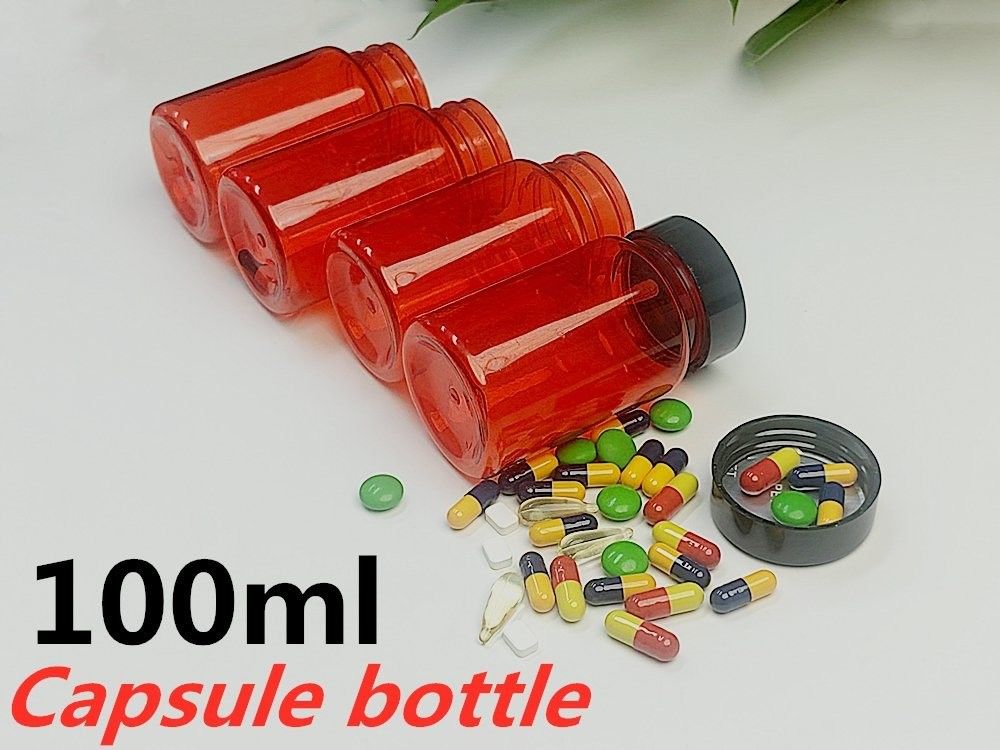 100 ml 150 ml PET Farmasötik Şişe Vitamin Kapsülü Tablet Hap Takviyesi Plastik Kapsül Sağlık Tıbbı İlacı Şişe
