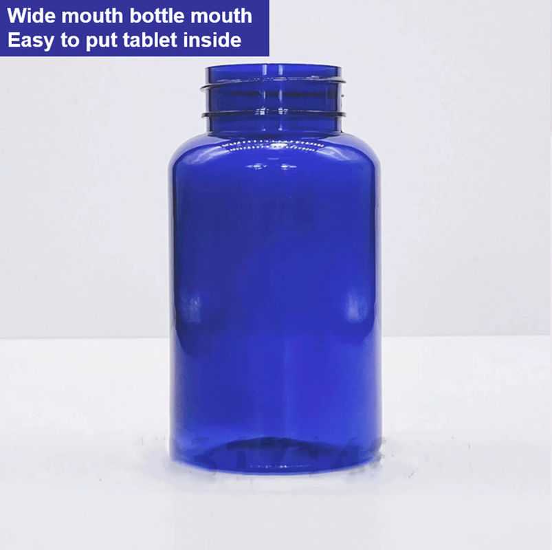 Plastik mavi PET 100ml Kapsül Hap Şişesi Gümüş vida Kapaklı Tıbbi Vitamin Takviyesi Şişe Konteyner