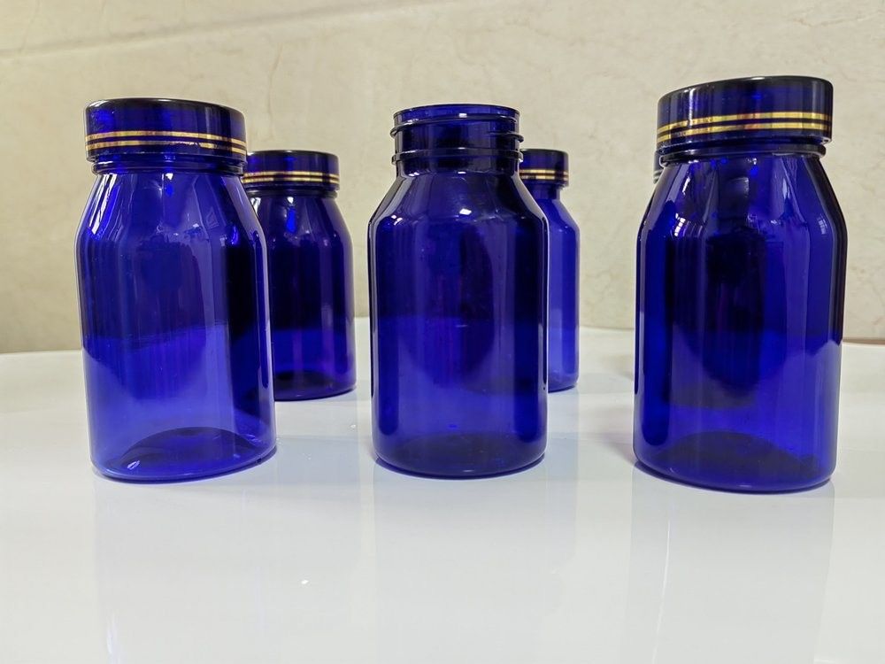 Farmasötik 100ml 120ml 175ml Mavi PET Plastik Hap Kapsül Şişe Sağlık Bakım Tablet İlaç Şişe vida Kapalı