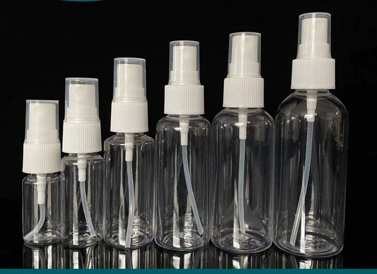 50ml 60ml 100ml PET açık yuvarlak özelleştirilebilir yeniden doldurabilir el dezenfektan yuvarlak doldurma kozmetik PET plastik sprey şişesi