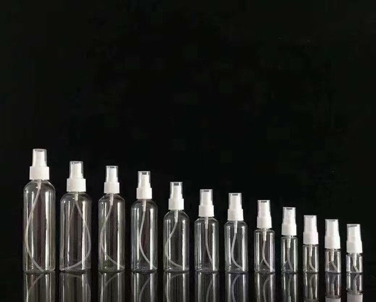 50ml 60ml 100ml PET açık yuvarlak özelleştirilebilir yeniden doldurabilir el dezenfektan yuvarlak doldurma kozmetik PET plastik sprey şişesi