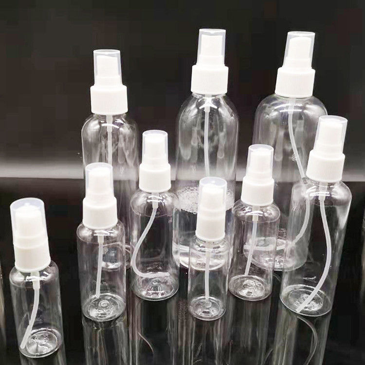PET Boş Plastik Sis püskürtme şişesi açık Parfüm alkolü Yeniden doldurulabilir Plastik püskürtme şişeleri ince sis püskürtücüsü pompası ile