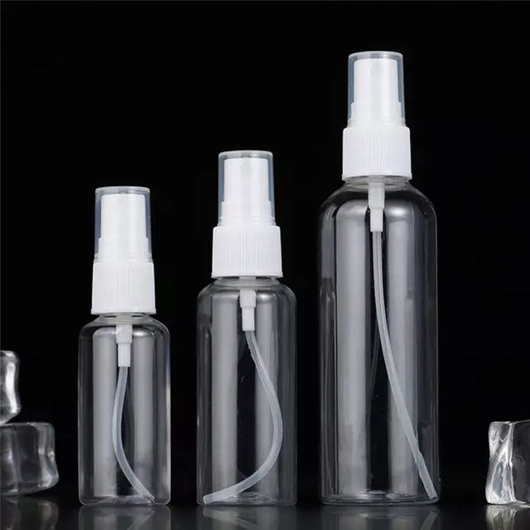 50 ml taşınabilir mini cep yolculuk açık şeffaf losyon alkol dezenfektan düz yuvarlak PET plastik sprey şişe