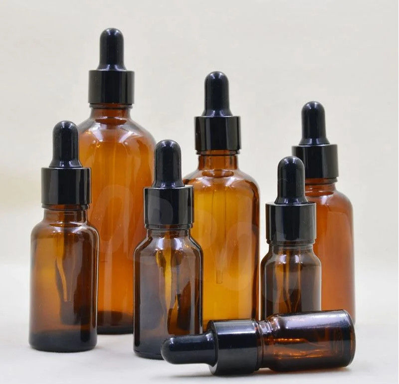 Sıcak Satış 5ml 10ml 15ml 30ml 50ml Amber Serum Esansyel Yağ Şişeleri Cam Damla Şişe